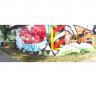 The team members’ completed mural incorporates bold colors and imagery that illustrates the history of East New York, as well as their imagined hopes for the future of their neighborhood.