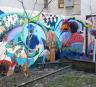 The mural has transformed the dark space of the yard into a bright and beautiful courtyard. 